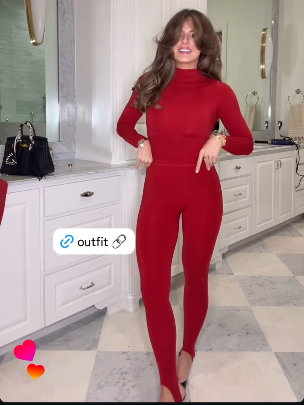 NAKED WARDROBE Red Long-Sleeve Turtleneck bodysuit & leggings
